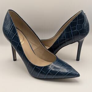 Sam Edelman Hazel Indigo Crocodile Pointed Toe Leather Stiletto Heels Size 7